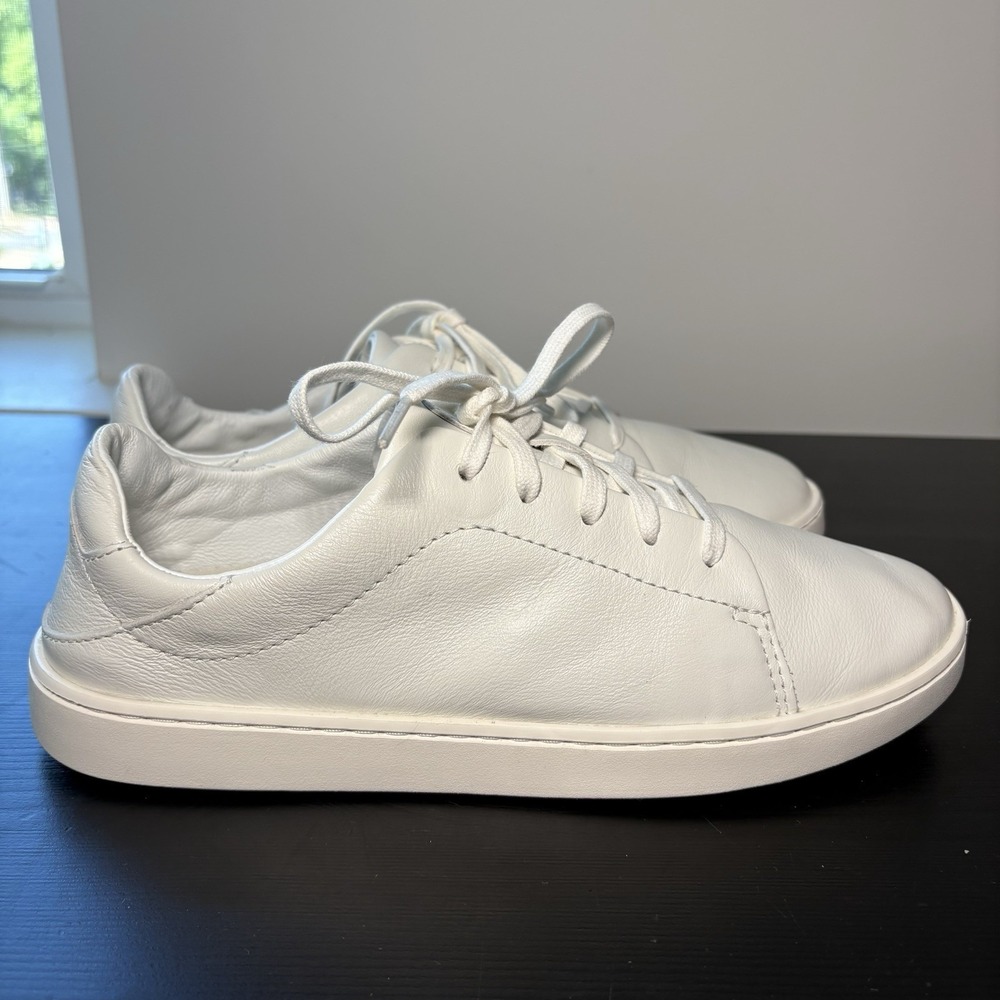 New OluKai Pehuea Li 'ILi Women's 9 White Leather Low Top Sneakers Retail $120 - Picture 2 of 5